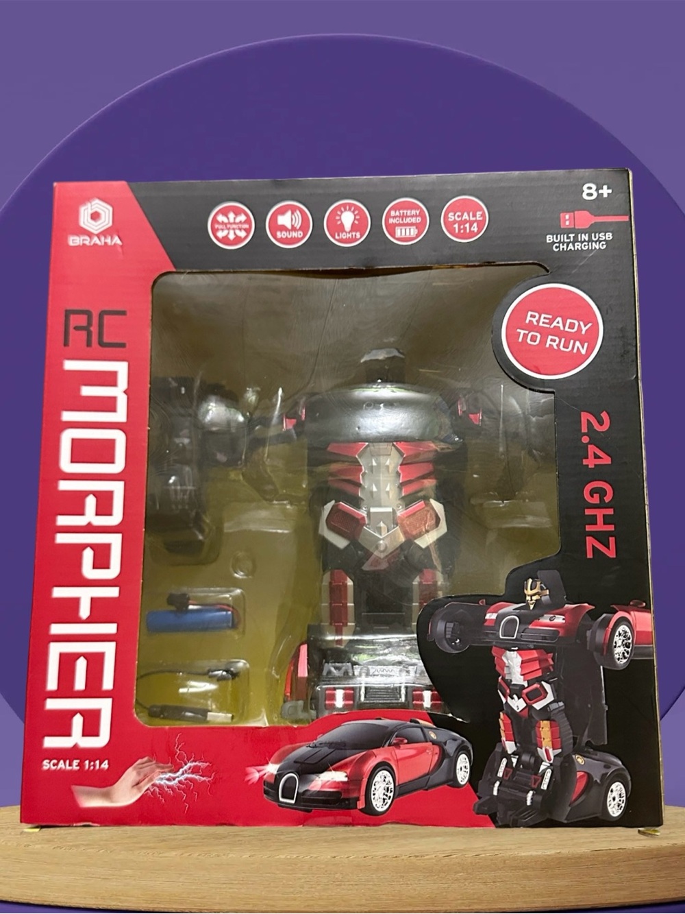 BRAHA  RC Morpher Transforming Robot Car in Red and Black